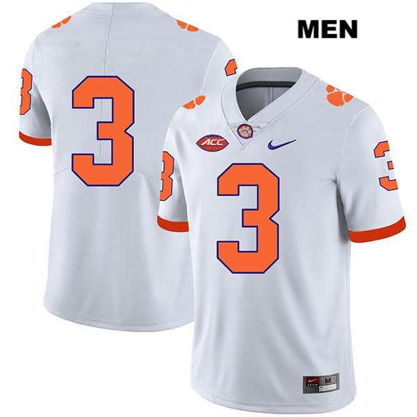 Men's Clemson Tigers #3 Xavier Thomas Stitched White Legend Authentic Nike No Name NCAA College Football Jersey JQB7146HE